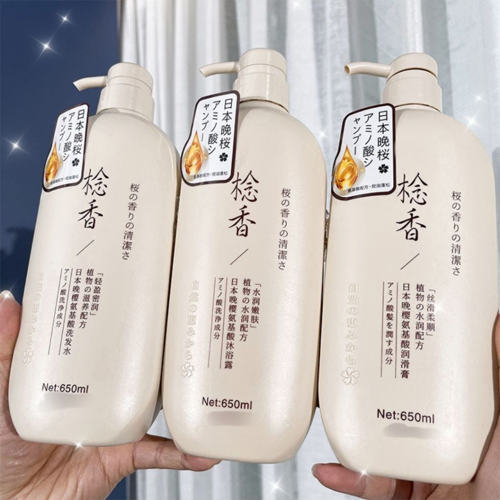 650ml shampoo sakura jepang penumbuh rambut okanen