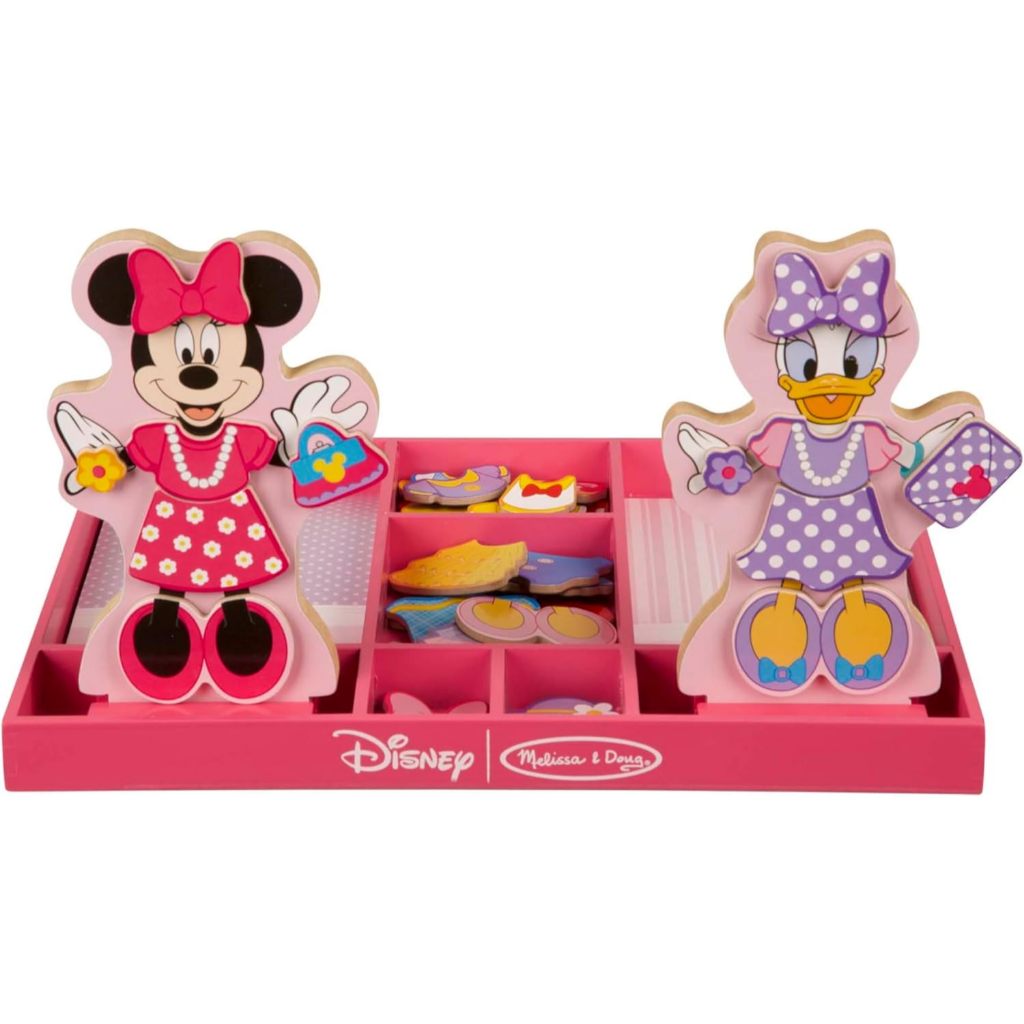 Melissa & Doug Disney Minnie Mouse & Daisy Duck Magnetic Dress-Up Wooden Dolls – Pretend Play Set (4
