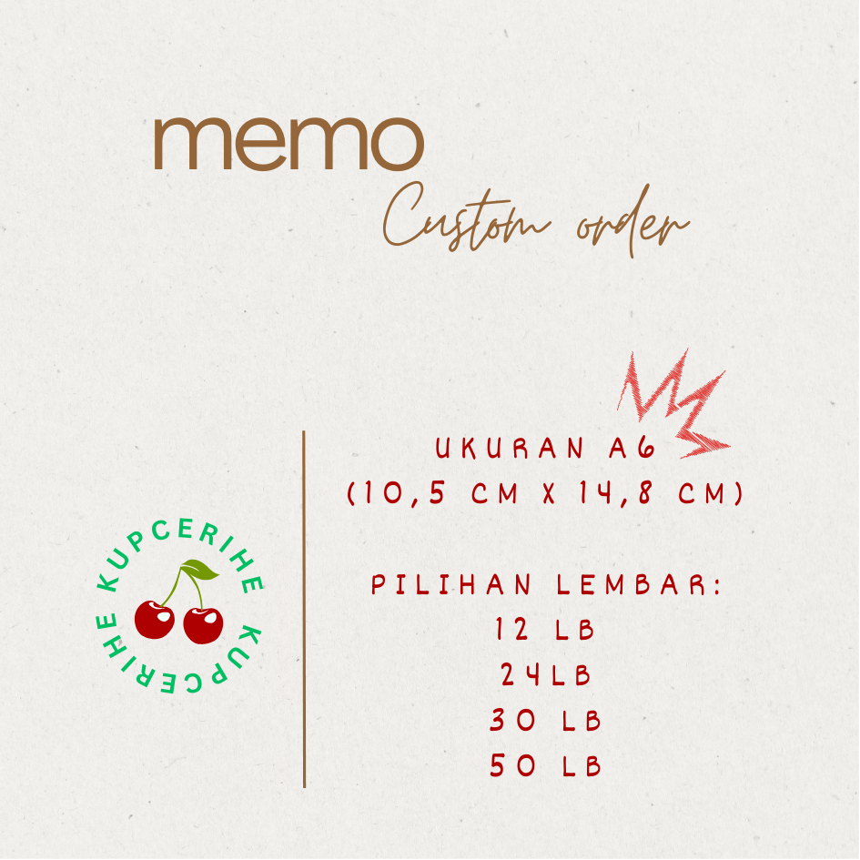 MEMOPAD / NOTES CUSTOM - DESIGN SENDIRI A6