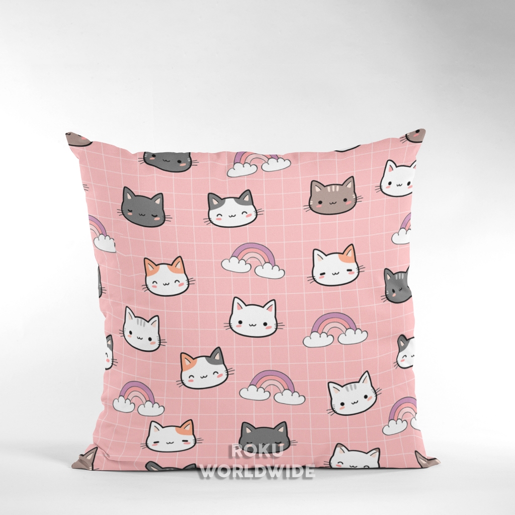 Roku Worldwide Bantal Sofa Aesthetic Karakter Kucing Hewan Binatang Dekorasi Hiasan Kamar YT654