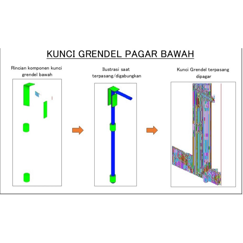 kunci pagar bawah / kunci brendel bawah pagar rumah