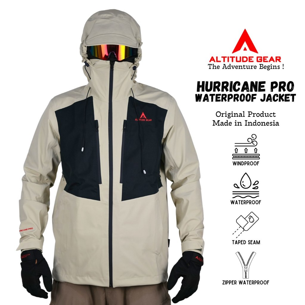 Altitude Gear Jaket Gunung Gorpcore Hurricane Pro 100% Waterproof Jaket Gorpcore Goretex 3 Layer Jak