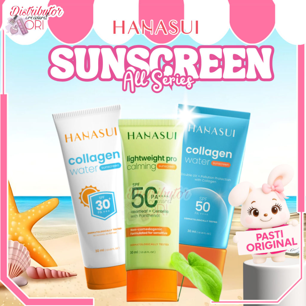 Hanasui Collagen Water Sunscreen | All Series | Spf 50 Biru | Spf 50 Hijau | Spf 30 Putih | Distribu