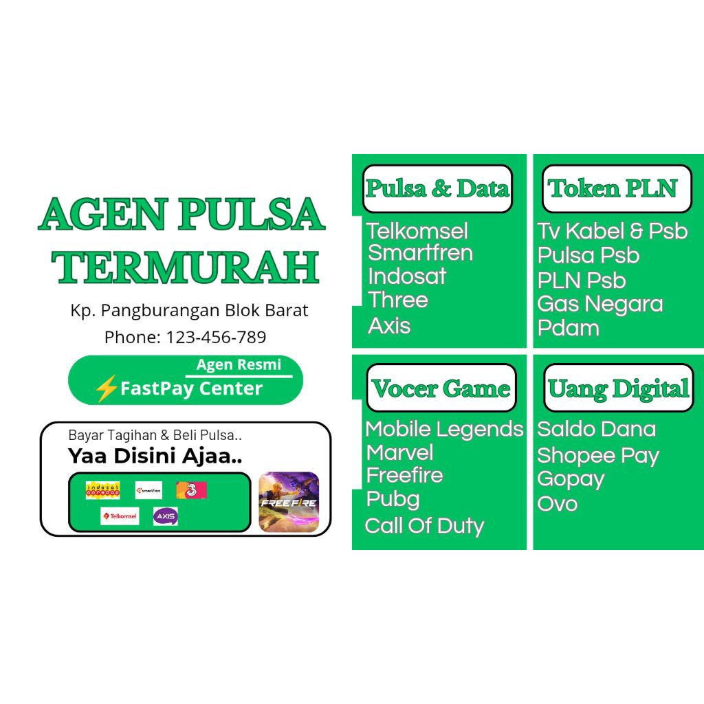 Template Desain Banner Agen Pulsa & PPOB Termurah – Siap Edit di Canva