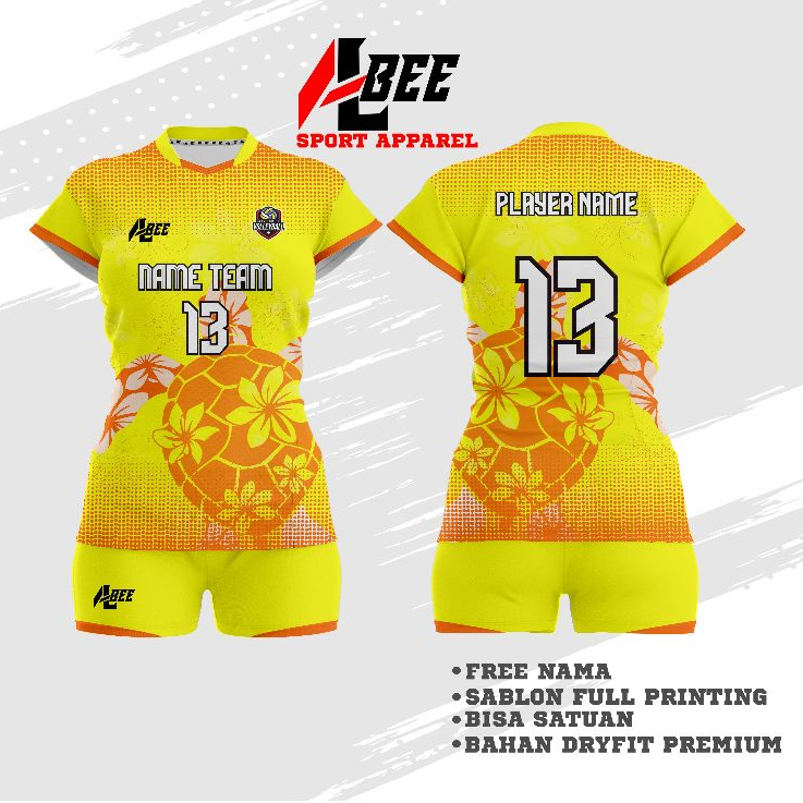 STELAN BAJU VOLLY WANITA FULL PRINTING GRATIS NAMA DAN LOGO