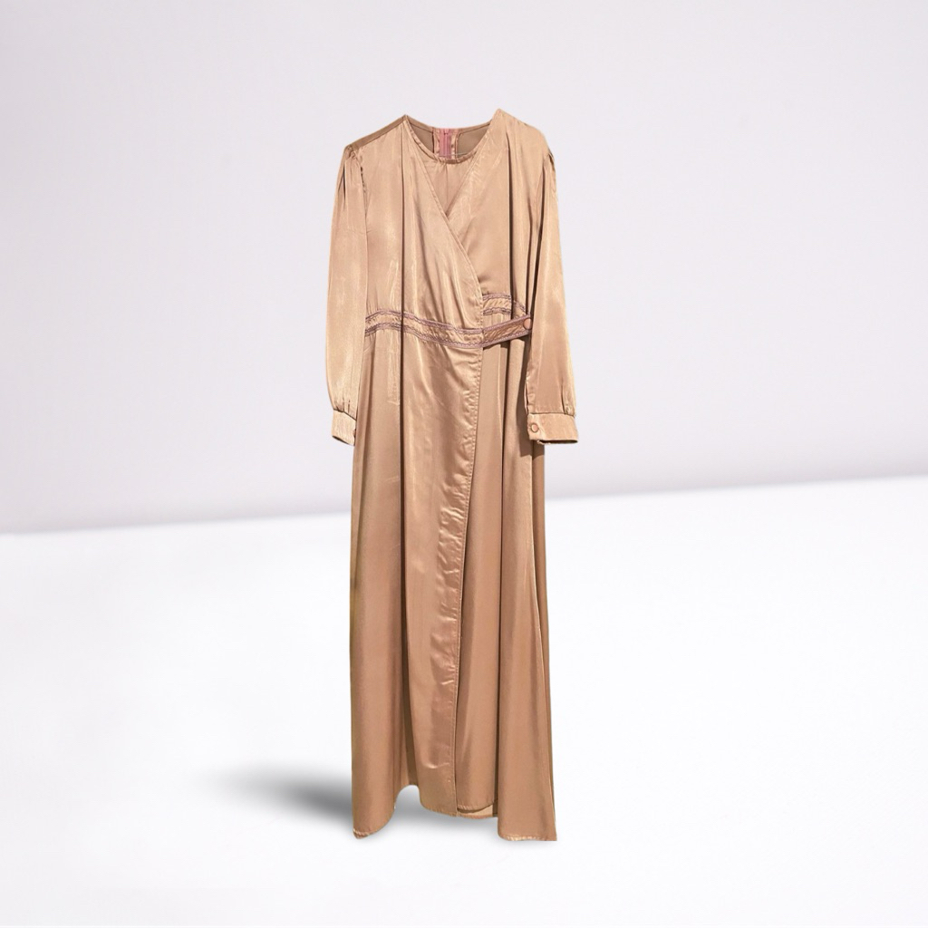 Baju bridesmaid dress satin wanita rosegold - Preloved