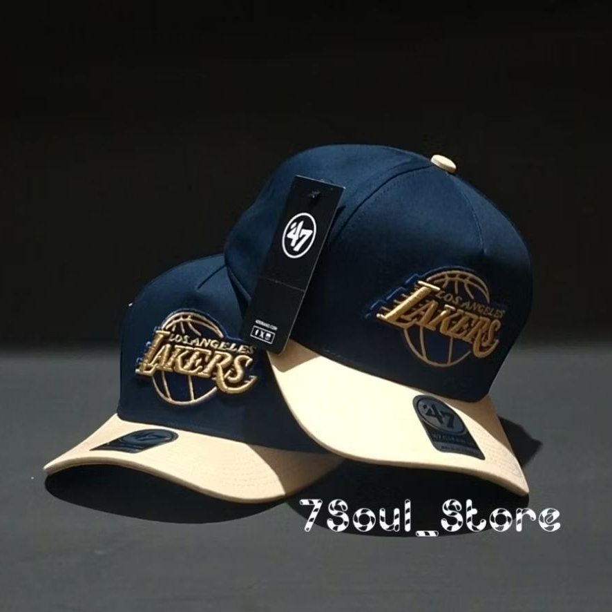 Lakers Twotone Navy Krem / Topi Basket Premium