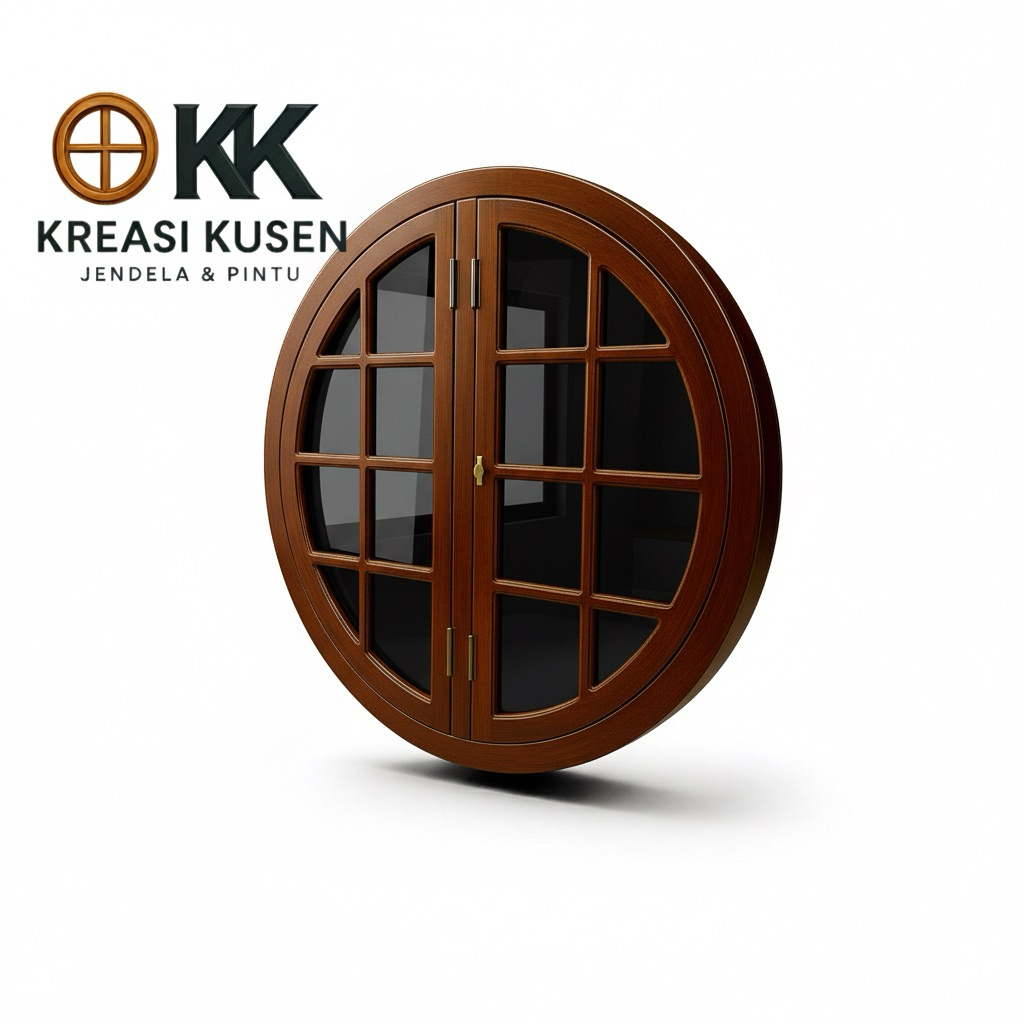 Jendela Bulat Aetestics • Kusen Jendela Bulat Bahan Kayu Jati