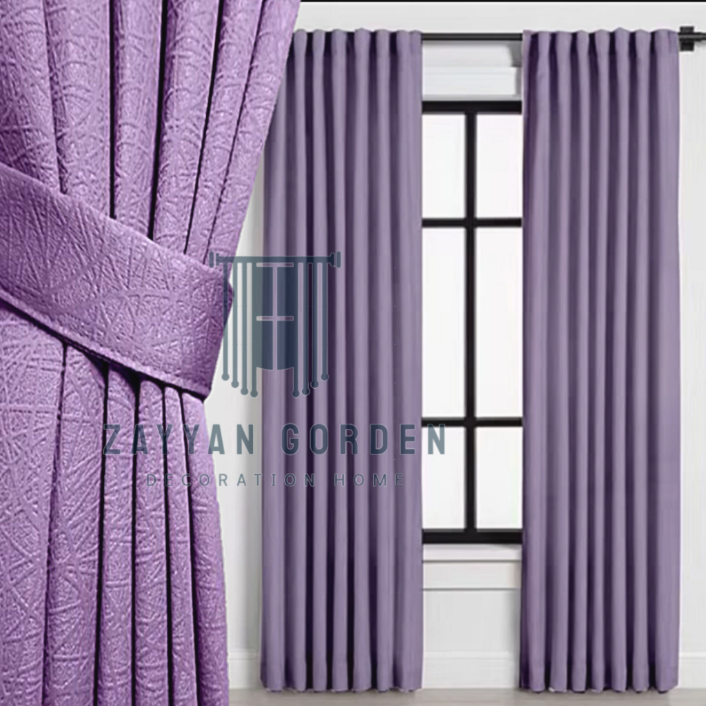 Gorden Jendela Blackout Import Tebal premium Hordeng Pintu Kamar Minimalis Warna Ungu Lilac