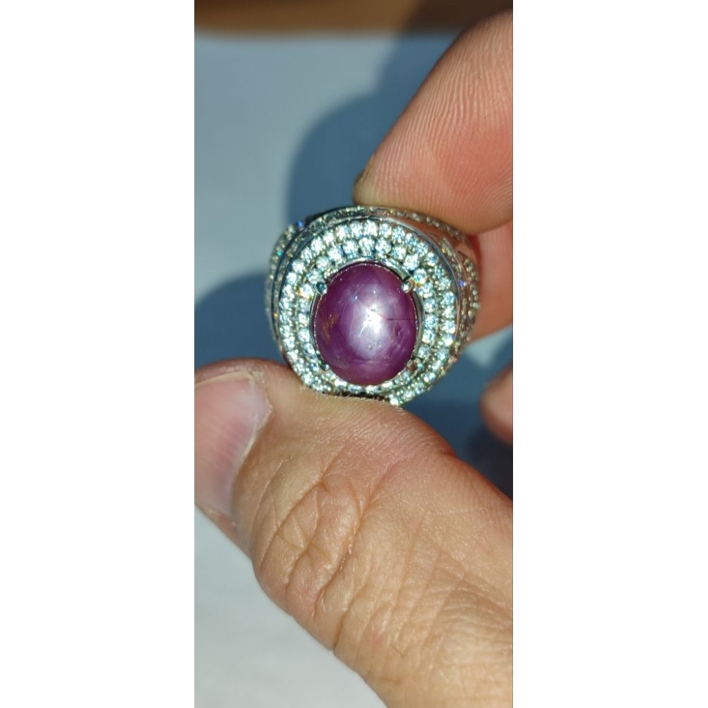 cincin batu permata natural star ruby no heat