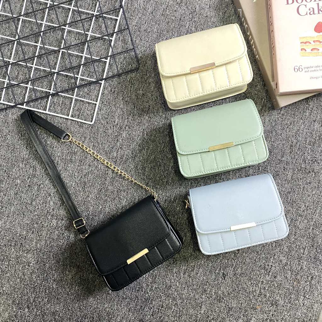 TAS MINI SELEMPANG WANITA KEYLA TAS TALI BAHAN RANTAI MUAT HP