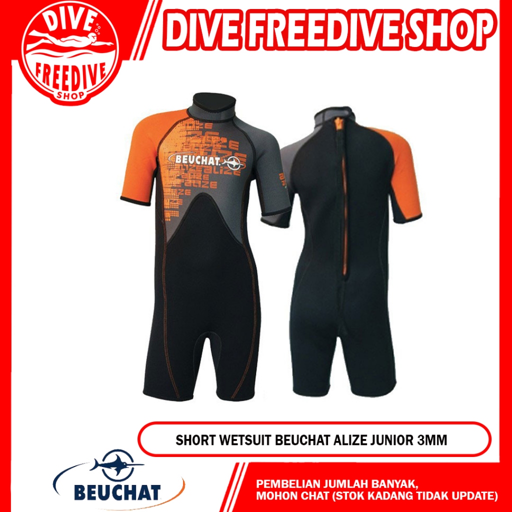 Short Wetsuit Beuchat Alize Kids Neoprene 3mm Baju Selam Junior Scuba Diving Snorkeling Pakaian Rena