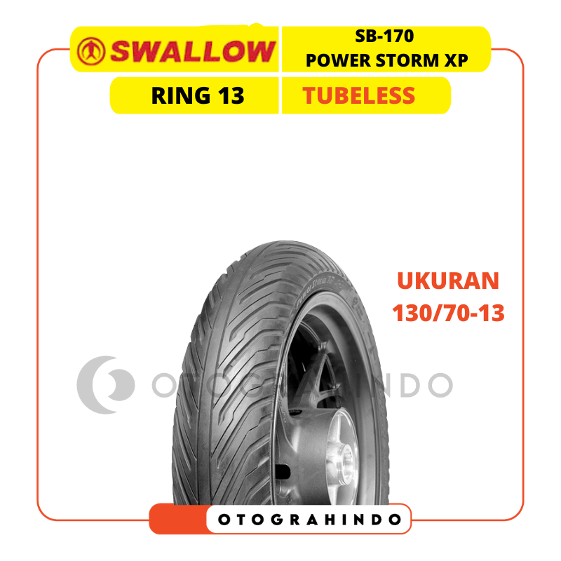 BAN LUAR SEPEDA MOTOR SWALLOW SB-170 POWER STORM XP UKURAN 130/70-13 RING 13 TUBELESS