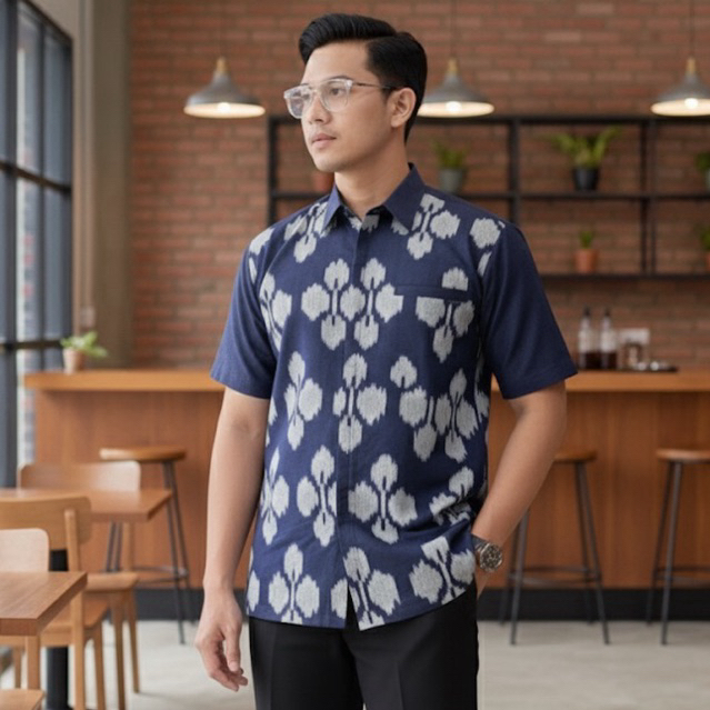 KEMEJA Tenun kombinasi toyobo Batik Kerja Seragaman Couple Shanaya Batik Solo