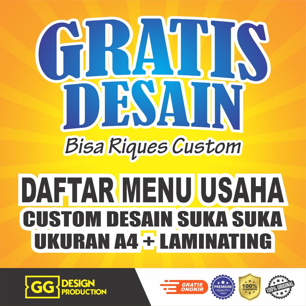 CETAK KERTAS DAFTAR MENU MAKANAN/MINUMAN + LAMINATING GRATIS