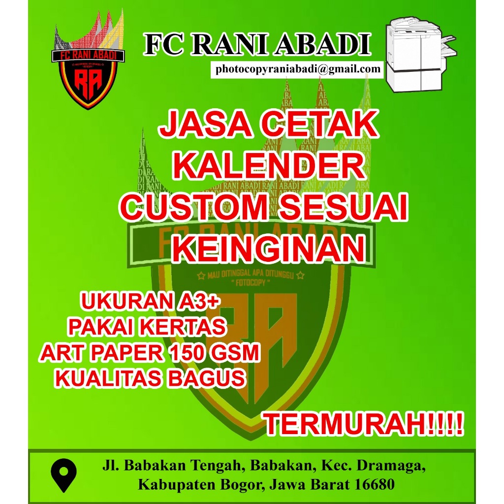Jasa Cetak  Kalender UKuran A3+ Bahan Art Paper 150gsm