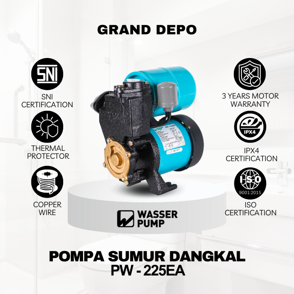 Wasser Pompa Air Sumur Dangkal PW 225EA / Pompa Air Sumur Dangkal Wasser