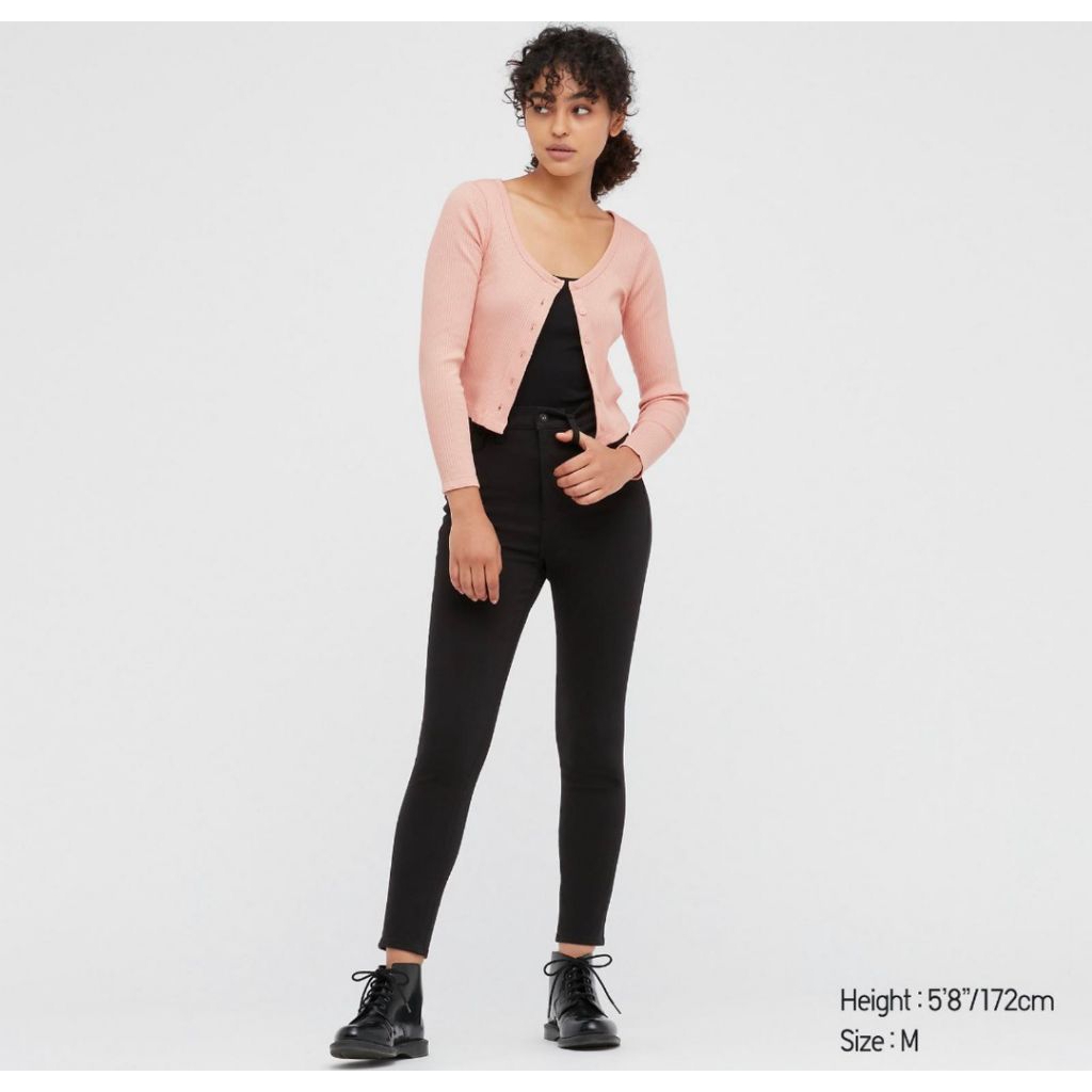 preloved cardigan crop uniqlo soft pink (baca deskripsi)