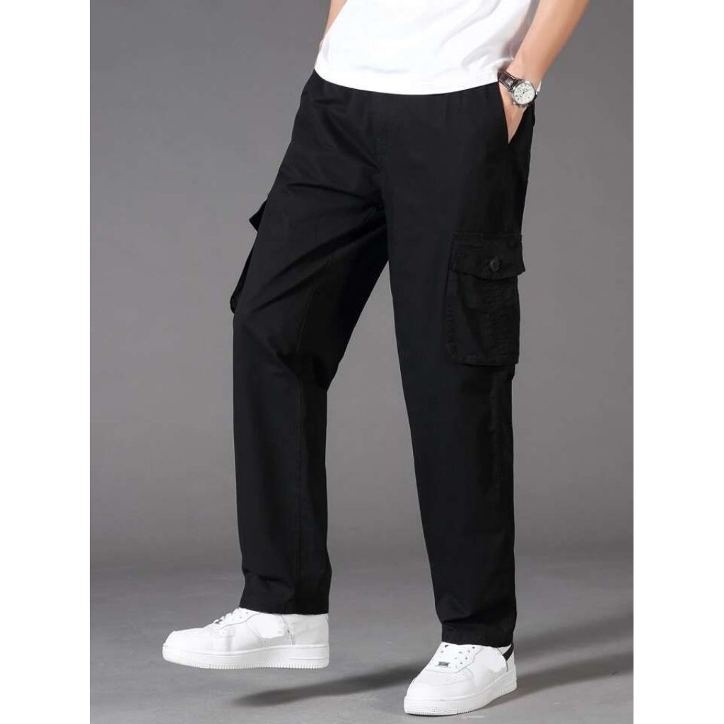 Celana Cargo Jeans Panjang Pria Reguler Standar Loose Fit Cargo Gombrong Jeans Pria