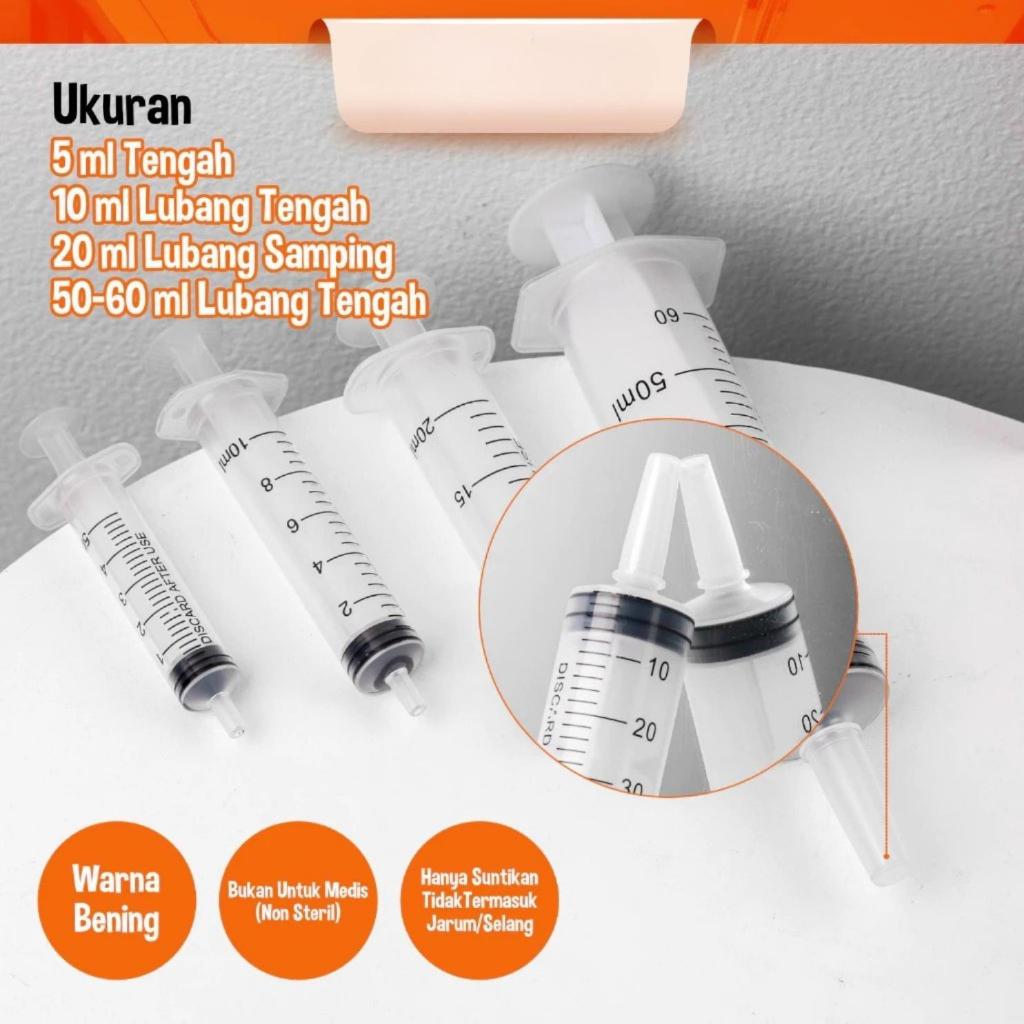 Suntikan Syringe Plastik Refill Parfum Tinta Multifungsi 5ml, 10ml, 20ml, 60ml Non Medis