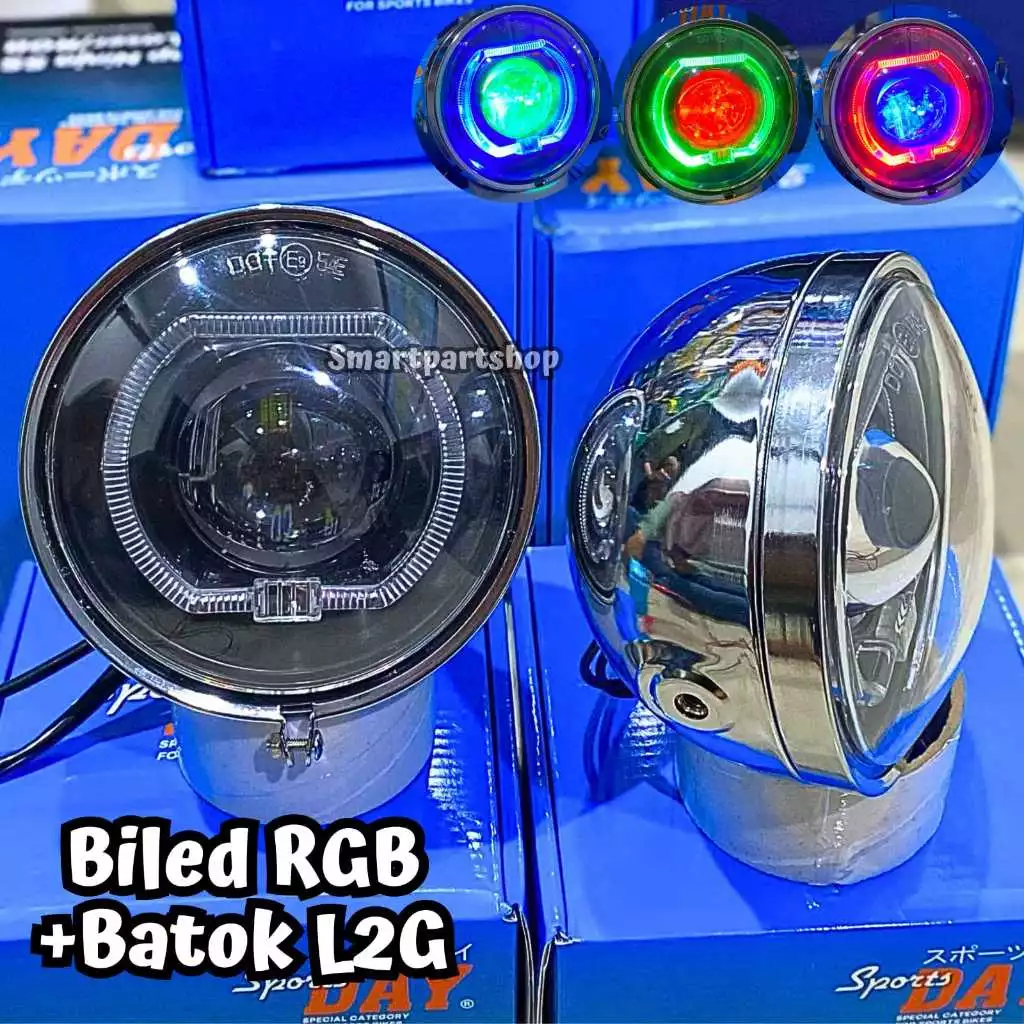 Lampu Depan Biled 5,75 inch Headlamp Biled Rgb Set Batok L2g Pnp Cb Gl Mp