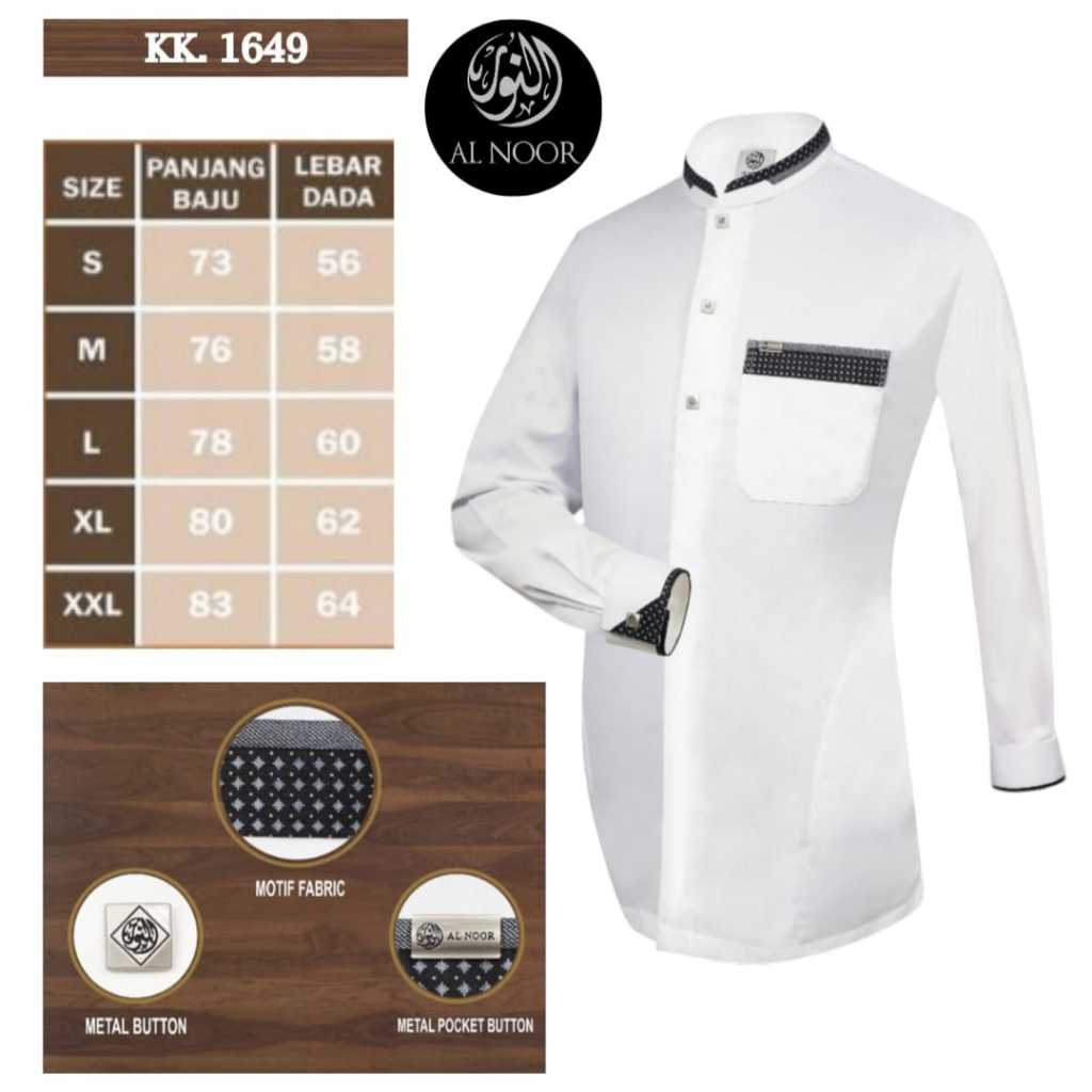 Baju Koko Pria Al Noor Putih KK.1649