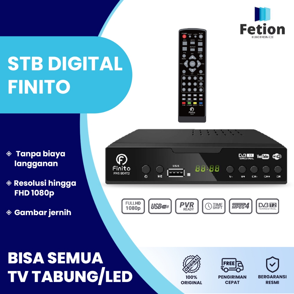 (STB) Finito FNS-B04T2 Set Top Box TV Digital Receiver Penerima Siaran Full HD DVB-T2 Bergaransi