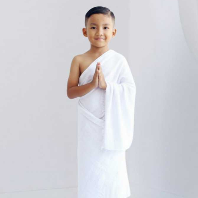 Kain Ihram Anak Laki-laki Bahan Handuk / Pakaian Ihram Anak TK SD / Baju Manasik Haji Anak 1 Set