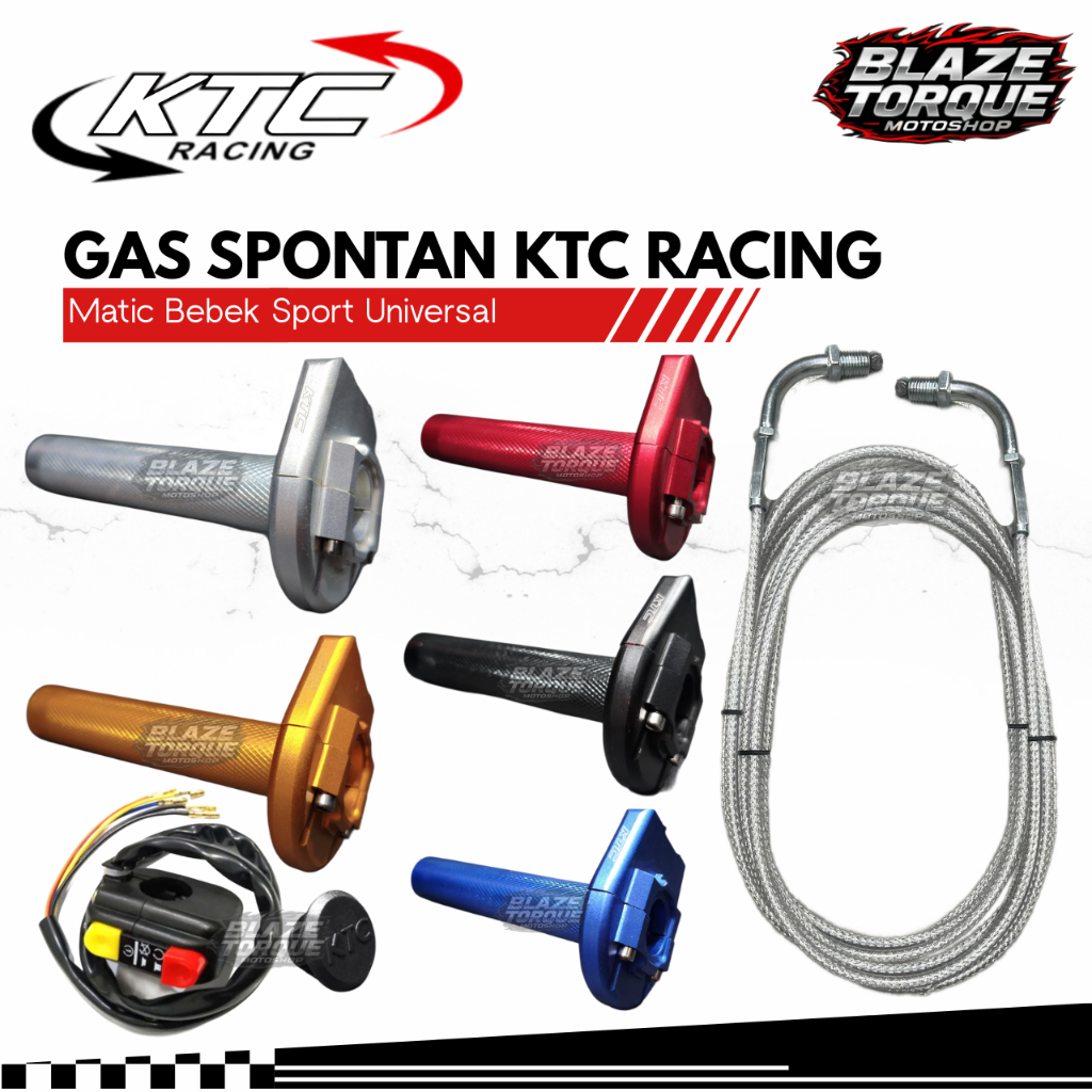 Gas Spontan 2 Kabel Silver Carbon + Saklar KTC Original Ninja R25 R15 Cbr Vixion Nmax Xmax Aerox Var