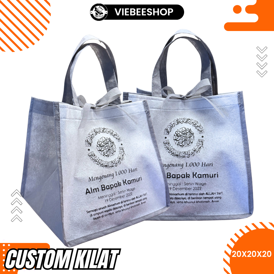 Tas Hajatan Mengenang Selamatan Free custom sablon Muat Kotak Nasi Uk -+20x20x20