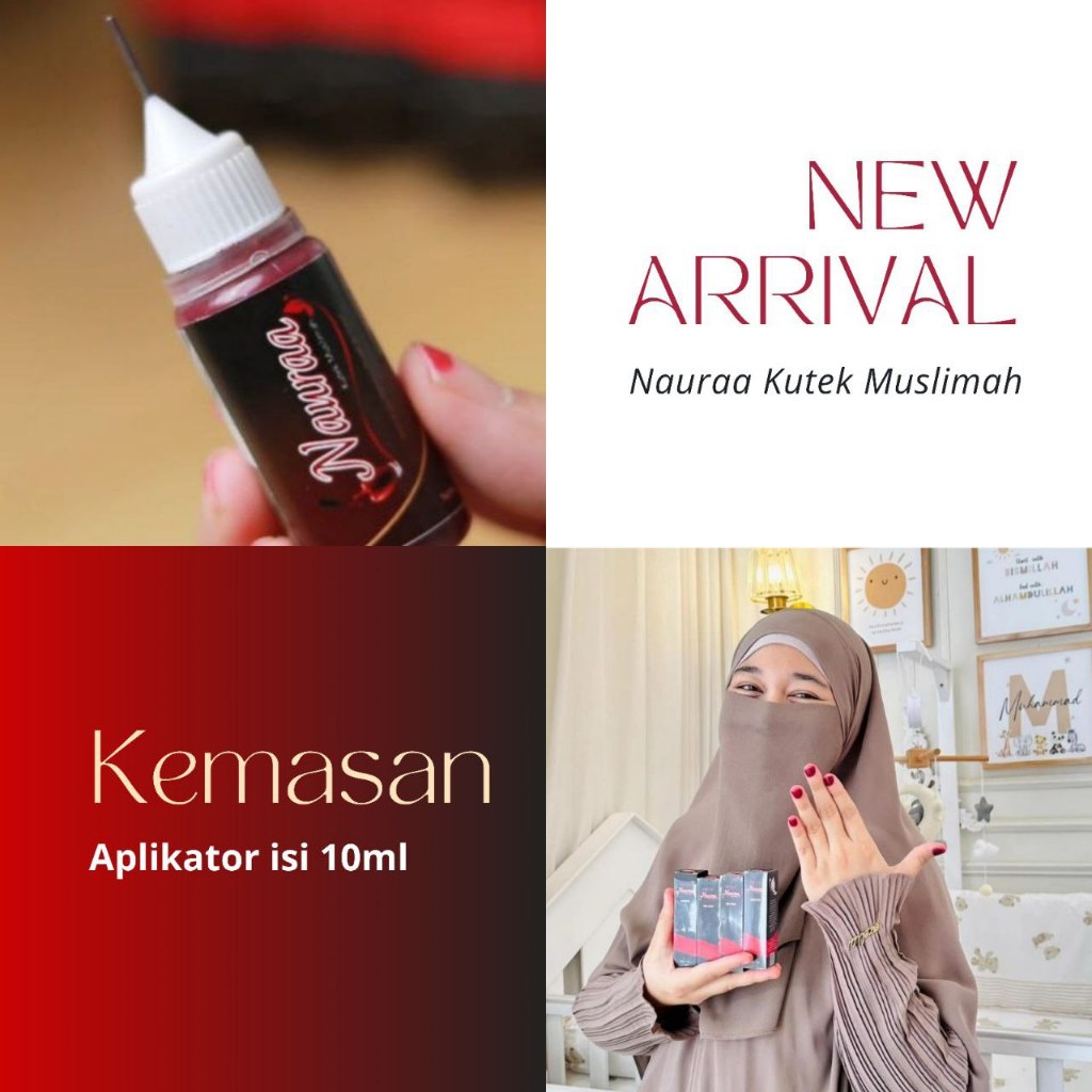 Naura Kutek Halal Muslimah Sah Wudu Marun Maroon Merah Cabe Isi 10 M Aplikator Jarum