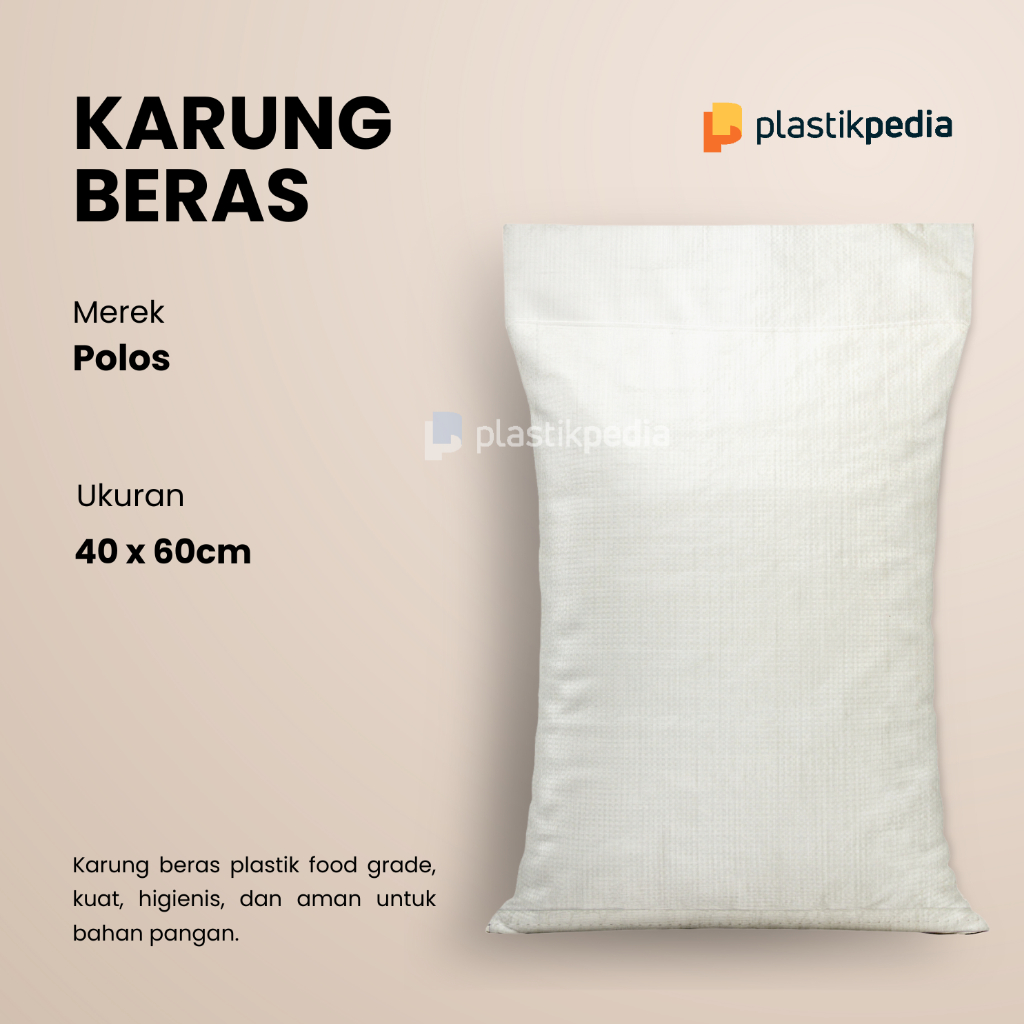 Karung Beras Plastik 15 Kg - Ukuran 40x60cm (isi 50 pcs)