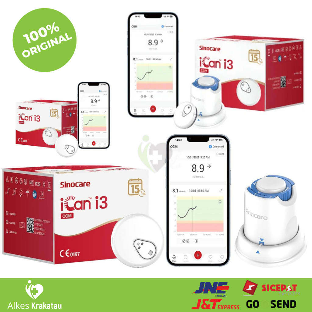 Sinocare iCan i3 Alat Cek Gula Darah Tanpa Tusuk Jarum / CGM / 15 Hari Berkelanjutan