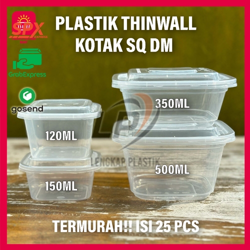 (INSTANT) Per Dus DM Thinwall Persegi Square (SQ) Sedang / Kotak makan 350ml, 500ml