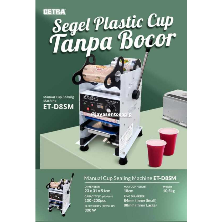 Mesin Sealer Getra ET-D8SM Cup Gelas Press Gelas Digital Counter UK 12-22 Oz