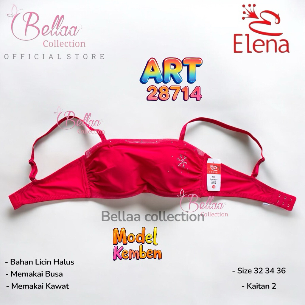 Bra Elena 28714 Kemben Busa Pakai Kawat Polos Manik Bahan Licin Halus Adem Setengah Cup Kaitan 2