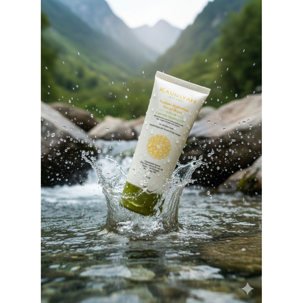 KAUNIYAH Tsubaki Hydrofirm Facial Wash 100ml | Sabun Cuci Muka Lembut & Melembapkan – Camellia Japon