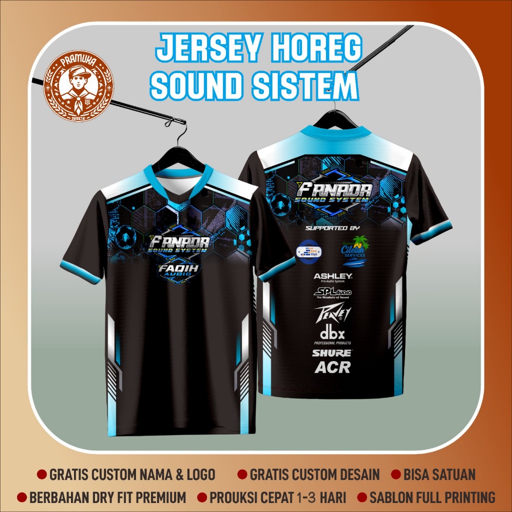 Kaos Jersey SOUND HOREG SYSTEM, Free Custom Nickname Full printing untuk Anak dan Dewasa
