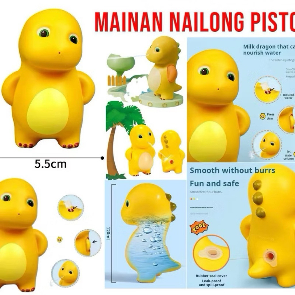 (GROSIRAN) Mainan Nailong Pistol Semprotan Air Dino Kuning Water Gun Mainan Nailong Berenang