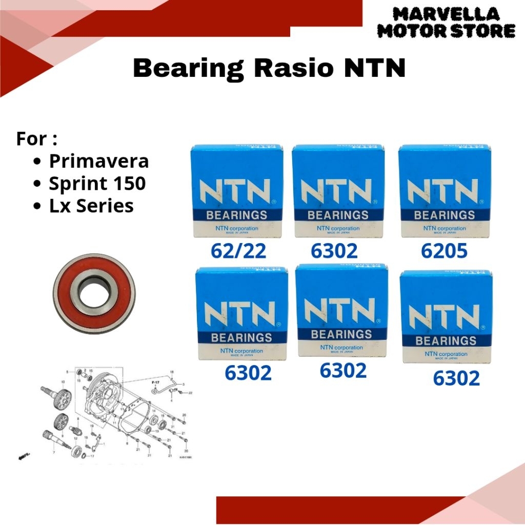 Laher Bearing Rasio NTN Vespa Matic Sprint LX150
