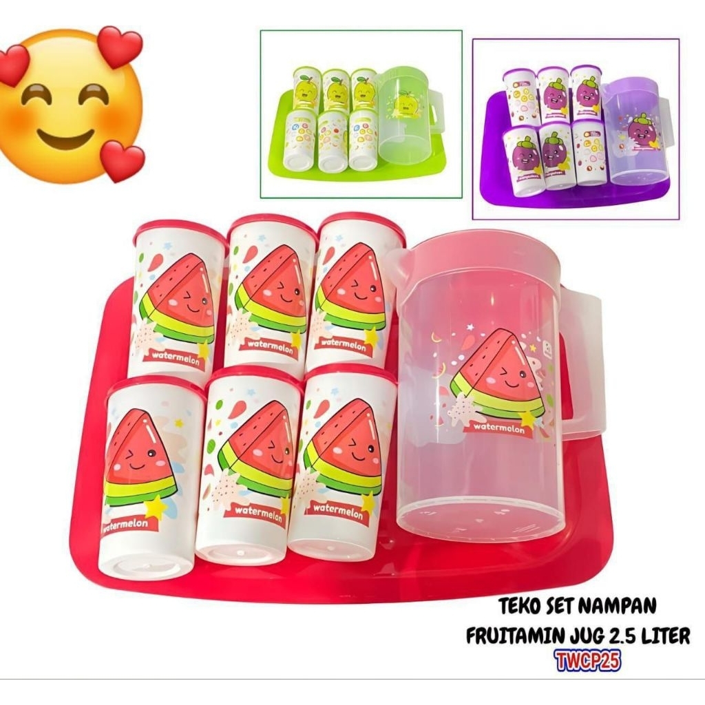 Teko Set Nampan Fruitamin - 2,5ltr / 6 gelas  TEKO GELAS NAMPAN|TEKO SET NAMPAN WATERMELON