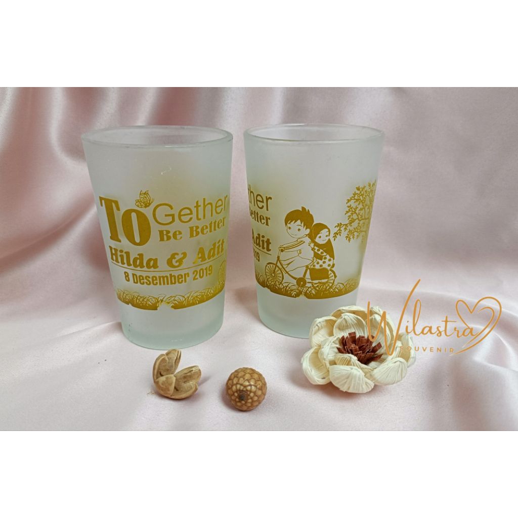 souvenir gelas/gelas sablon/gelas doff/gelas h10
