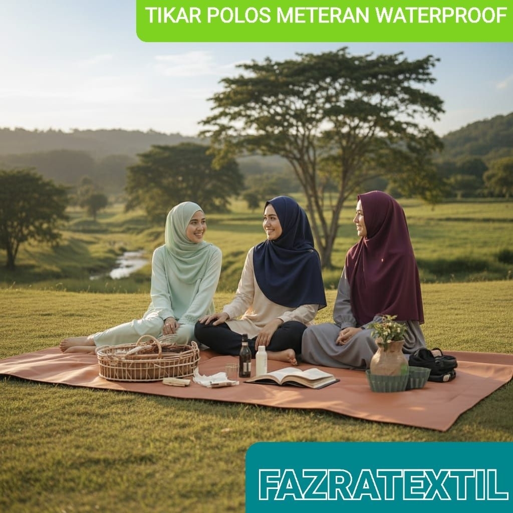 Tikar polos meteran waterproof multifungsi bahan lembut 200x140 alas kamping matras lipat fleksibel