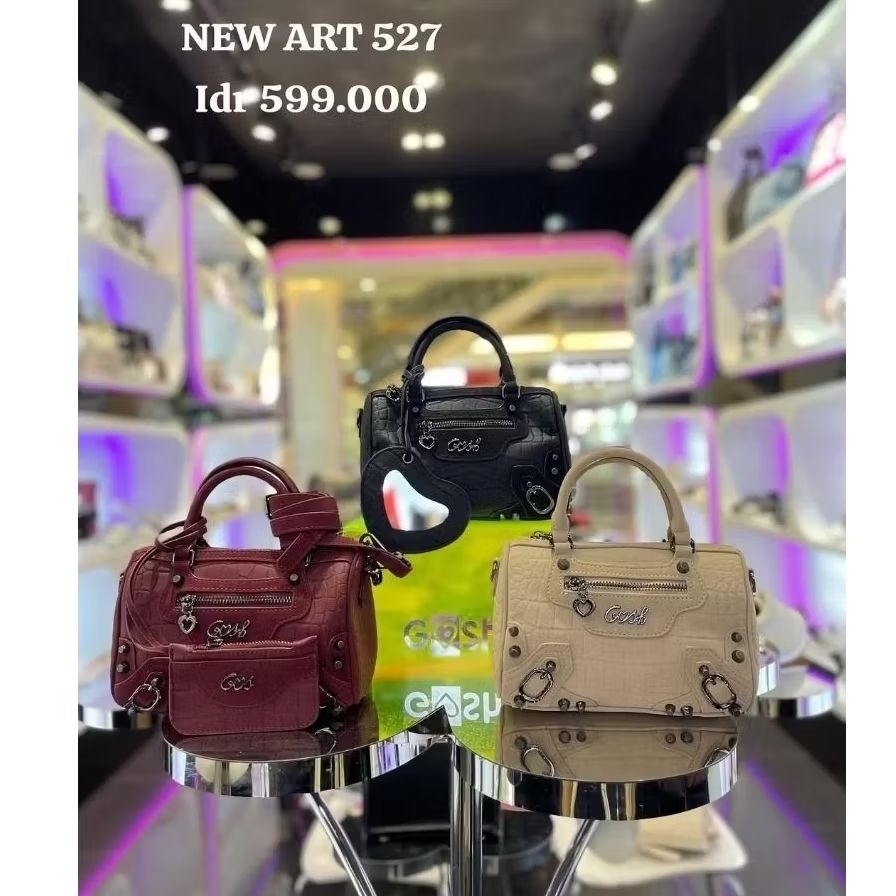 [Bisa COD] Ready Tas Gosh Original New art 527 Black Beige Maroon