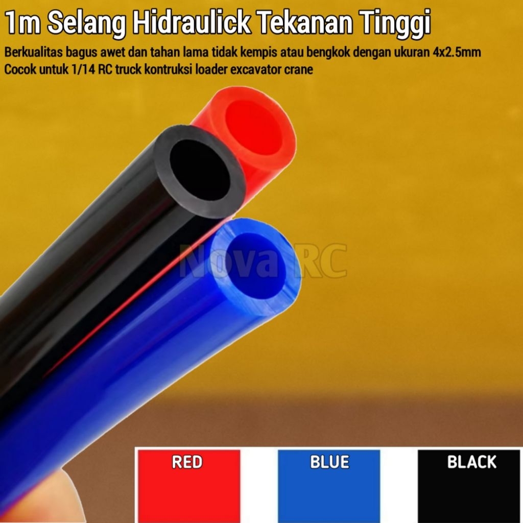 1m Selang hidraulic 4x2.5mm tekanan tinggi cocok untuk tamiya hercules lesu RC hobby truck dump exec
