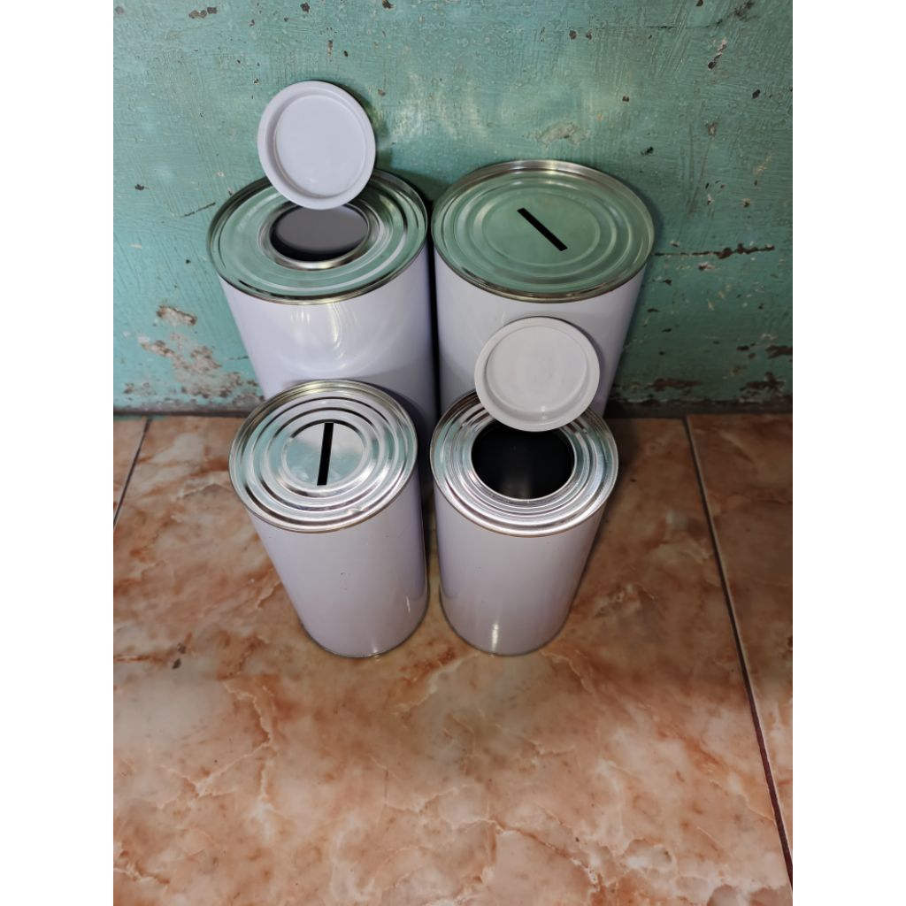 celengan jumbo polos full kaleng bisa buka tutup