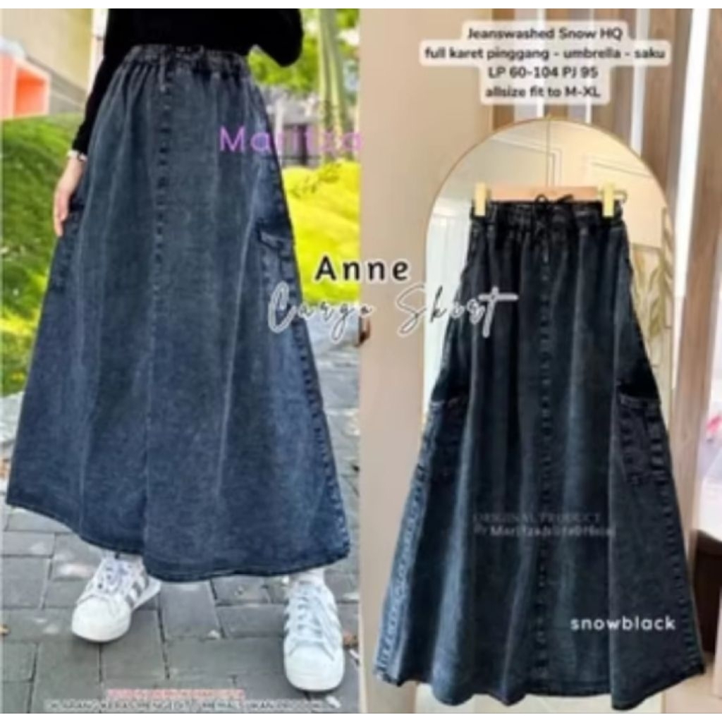 ROK JEANS CARGO WANITA//ROK JEANS CARGO//ROK JEANS WANITA JUMBO