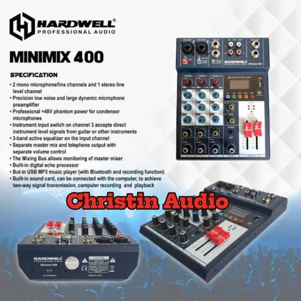 Mixer Audio HARDWELL MiniMix 400 Usb Bluetooth Recording To PC Original