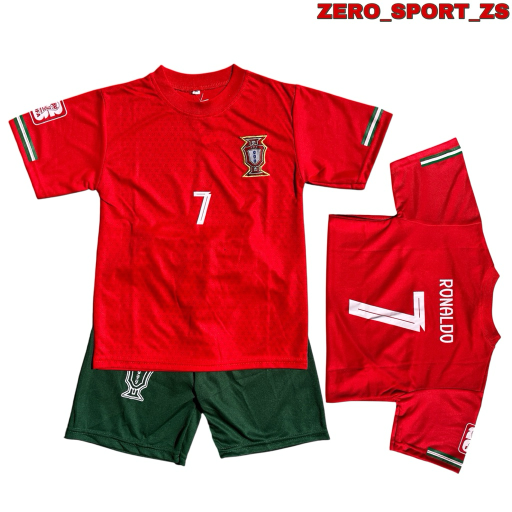 cod setelan baju bola anak Portugal Ronaldo / baju bola Ronaldo setelan anak murah