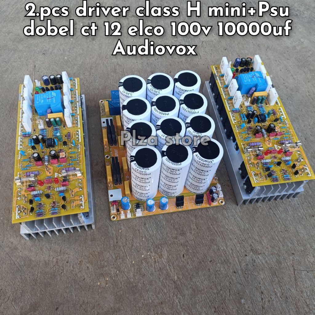 2.pcs Driver power class H mini Fullset+Psu dobel ct 12 elco 100v/10000uf Audiovox putih lengkap pro